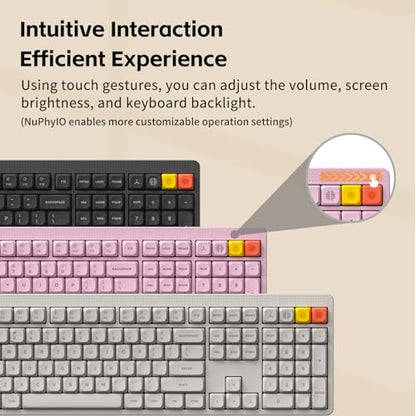 NuPhy Node100 Wireless Mechanical Keyboard, Hot Swappable Custom Bluetooth Keyboard, 109 Keys Computer Gaming Keyboards, Supports Touch Gestures, PBT Keycaps, RGB Backlit, Bluetooth/2.4GHz/USB-C - color: White, size: High-profile Blush Max Switch