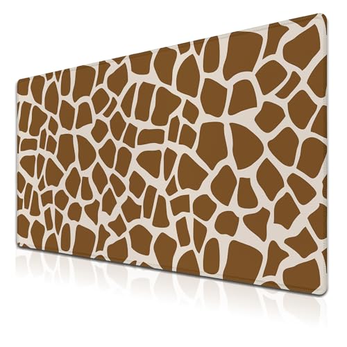 Office Desk Mat Yellow, Large Mouse Pads Gaming, Waterproof Non-Slip Rubber Base, 35.4" X 15.7" for Work/Game/Office/Home Cartoon Spots Fur Animal Africa - color: Giraffe Skin