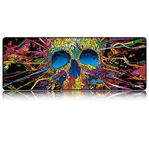 LIEBIRD® Extended XXXL Skull Gaming Mouse Pad -31.5Lx11.8Wx0.12H- Portable with Extended XXL Size - Non-Slip Rubber Base - Special Treated Textured Weave with Precision Control (Skeleton-XXL) - color: Skeleton-XXL