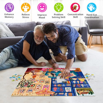 Jigsaw Puzzles for Adults 1000 Piece Puzzle for Adults 1000 Pieces Puzzle 1000 Pieces-Colorful Bohemian Pet Living Room