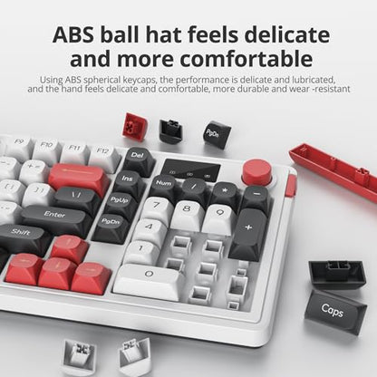 RGB Mechanical Feel Membrane Wireless Keyboard, Wired/Bluetooth/2.4G Silent ABS Ball Cap Gasket Structure Gaming Office Keyboard for PC/Mac/Win(98 White) - color: 98 White