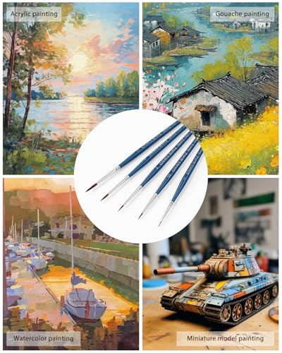 Kolinsky Sable Brushes, Golden Maple Miniature Paint Brushes Natural Hair Professional Pointed Round Brush for Model Painting, Watercolor Details, Acrylic Gouache Inks Painting, Size 2 1 0 00 5/0 - size: 5/0 2/0 0 1 2