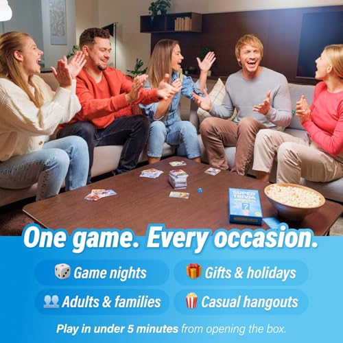 Super Trivia Game for Adults with 1200 Questions - Fun Board Game for Adults - Family Road Trip Travel Game for the Pursuit of Trivial Knowledge
