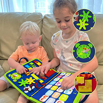 LearnToy Dinosaur Montessori Learning Toy for Toddlers Ages 3-5 Years, Busy Sensory Board with Educational Activities, Travel-Friendly Developmental Skills Toy | Busy Sensory Board with Educational Activities, Travel-Friendly Developmental Skills Toy - co