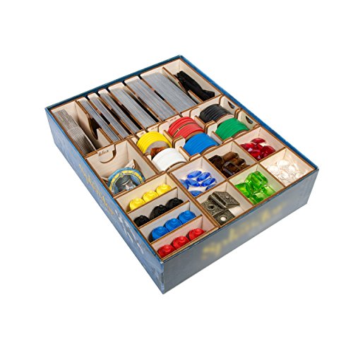 The Broken Token Board Game Organizer - Splendor and Cities Expansion Compatible Wood Storage Box with Multiple Trays