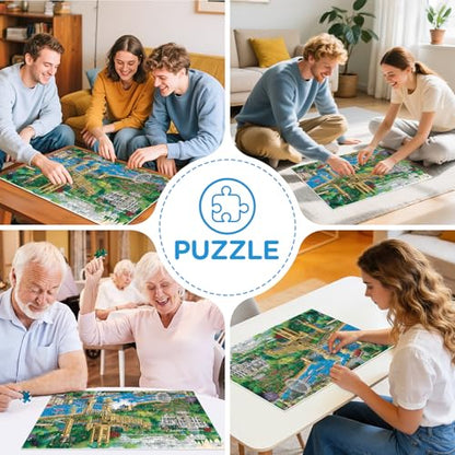 Jigsaw Puzzle 500 Piece for Adults,Unique Colorful London City View Puzzles | Charming England Puzzles Letter on Back,Nterlock Perfectly Frameable,Fun Challenging Perfect Birthday Party Gifts, 20.5x15 In - style: England town