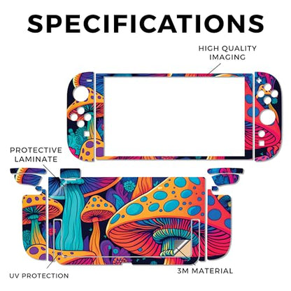Gaming Skin Compatible with Nintendo Switch 2 Console Only - Mushrooms - Premium 3M Vinyl Protective Wrap Decal Cover - Easy to Apply | Crafted in The USA by MightySkins - color: Mushrooms, size: Switch 2 Console Skin Only, style: Matte Finish