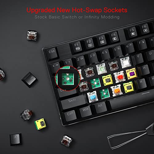 Redragon K556 RGB LED Backlit Wired Mechanical Gaming Keyboard, 104 Keys Hot-Swap Mechanical Keyboard w/Aluminum Base, Upgraded Socket and Noise Absorbing Foams, Quiet Linear Red Switch - color: Black, size: Red Switch