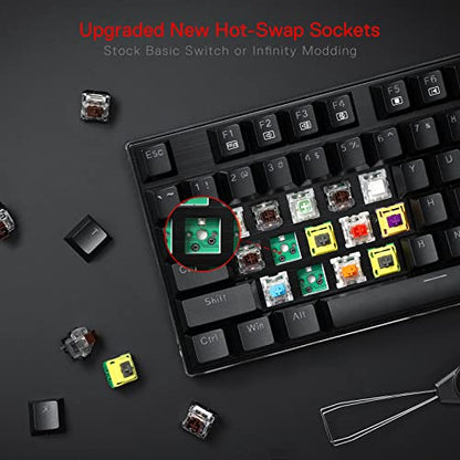 Redragon K556 RGB LED Backlit Wired Mechanical Gaming Keyboard, 104 Keys Hot-Swap Mechanical Keyboard w/Aluminum Base, Upgraded Socket and Noise Absorbing Foams, Quiet Linear Red Switch - color: Black, size: Red Switch