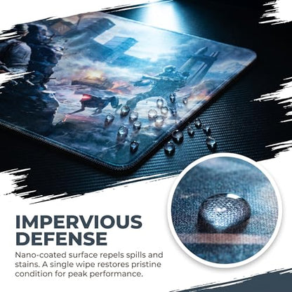 XXL Gaming Mouse Pad 23.6x11.8 inch, Snowfield Assault Team Anime Theme Desk Mat, Ice Snow Battlefield Scene Large Mousepad,Fantasy Artistic Keyboard Mouse Mat (Snowfield Battle Team) - color: Snowfield Battle Team