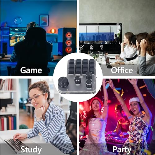 banapoy 12 Key Mechanical Gaming Keyboard, USB Mini One Handed Programming Macro Keypad with 4 Knobs BT 2.4G Keyboard for PC Laptop