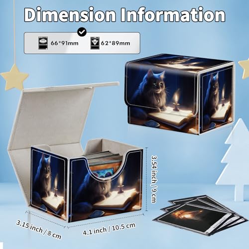 for MTG Commander Deck Box,Card Deck Box for Trading Yugioh MTG,Fits 100 Double Sleeved Cards,PU Leather Strong Magnet Case for Magic Commander TCG CCG,Cute Cat Book - color: Cute Cat Book