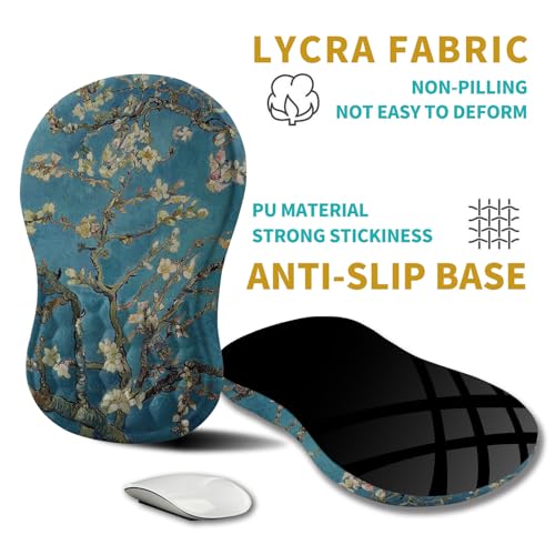 Hokafenle Ergonomic Mouse Pad Wrist Support, Wrist Rest Mousepad for Carpal Tunnel Pain Relief with Integrated Memory Foam Slope Massage Bulge (11.8x7.9 inch,Apricot Flower - color: KM14-Apricot Flower