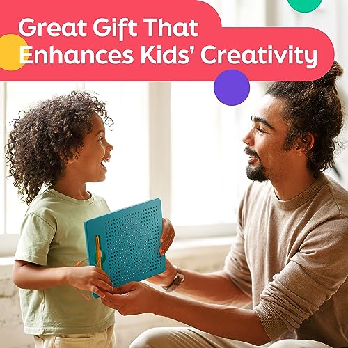 AYNAT FUN Magnetic Drawing Board for Kids & Toddlers with Beads and Magnet Stylus Pen - Magnetic Tablet Toy for Airplane & Car Ride Activities for Kids - size: Square Blue