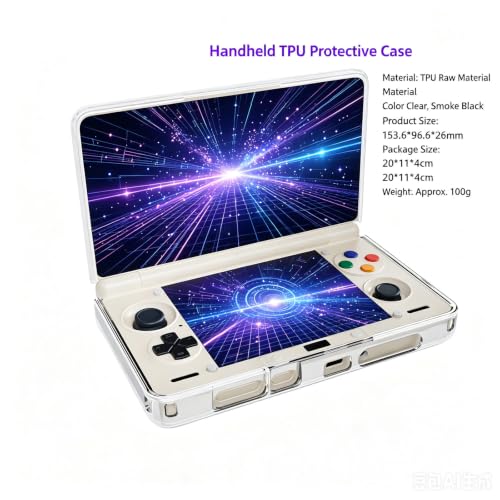 Protective Bundle for AYN THOR, 4-in-1 Accessories Kit for THOR Dual-Screen Handheld Console, TPU Case + Tempered Glass Screen Protectors + EVA Carrying Case，Transparent