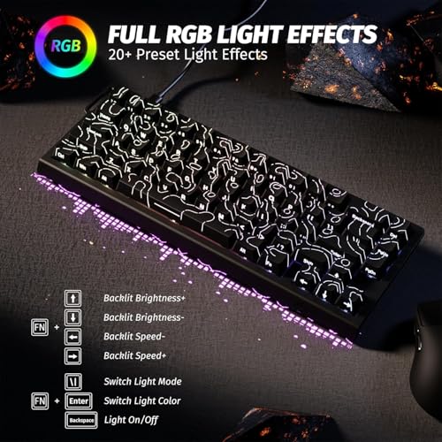 ATTACK SHARK X68HE RT Mechanical Gaming Keyboard 60% Wired TKL-BlackContour | Adjustable Actuation,Hall Effect Magnetic Switch,8KHz Polling Rate,RGB Backlit,Top Mount,Side Printed Keycap for PC Mac Gamer - color: Black Contour, size: Keyboard