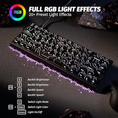 ATTACK SHARK X68HE RT Mechanical Gaming Keyboard 60% Wired TKL-BlackContour | Adjustable Actuation,Hall Effect Magnetic Switch,8KHz Polling Rate,RGB Backlit,Top Mount,Side Printed Keycap for PC Mac Gamer - color: Black Contour, size: Keyboard