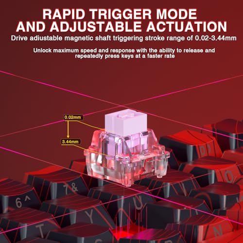 AULA WIN60 HE MAX - 60% Mechanical Gaming Keyboard Wired, Hall Effect Magnetic Switches Hot Swappable, Adjustable Actuation Rapid Trigger Mode, 8000 Hz Polling Rate, 60 Percent Keyboard Compact Design - color: Red