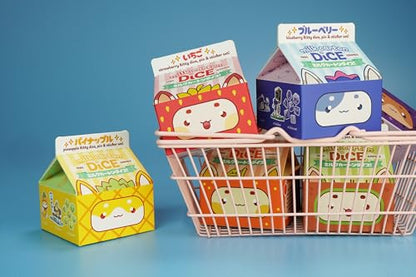 1985 Games Kiwi Kawaii Cat Dice Set – Milk Carton-Inspired Dice for DND | TTRPGs & Tabletop Roleplaying - color: Kiwi