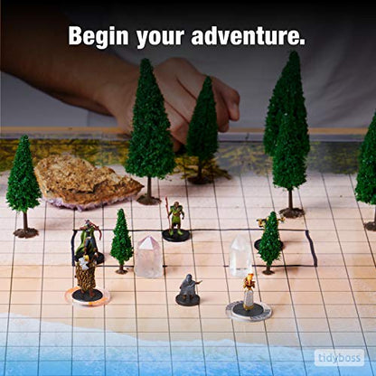 TIDYBOSS DND Ultimate 24" x 36" Game Set | 3X Double Sided 6 Terrains Battle Board | Includes Dry Erase Markers, Eraser, Clips, Dice and 96 Condition Rings | RPG Dungeons and Dragons Set