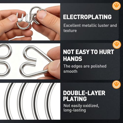 Metal Brain Teaser Puzzles Ring, 3D Interlocking Metal Wire IQ Logic Game, Challenging Iron Ring Puzzle for Adults, Educational Party Favor Travel Thinking(Type 1)