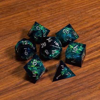 Sharp Edge DND Dice Set – Surge 7 Piece Polyhedral Dice in Retro VHS Box – TTRPG Tabletop RPG Game Accessory - style: Surge