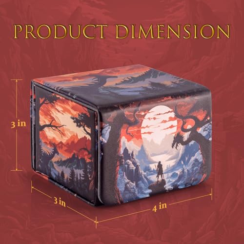 Deck Box for MTG Cards - 2 Dividers, Card Storage Box Holds 110+ Single Sleeved Cards, Deck Boxes Compatible with TCG/OCG/YGO/PTCG (Warrior's Quest)