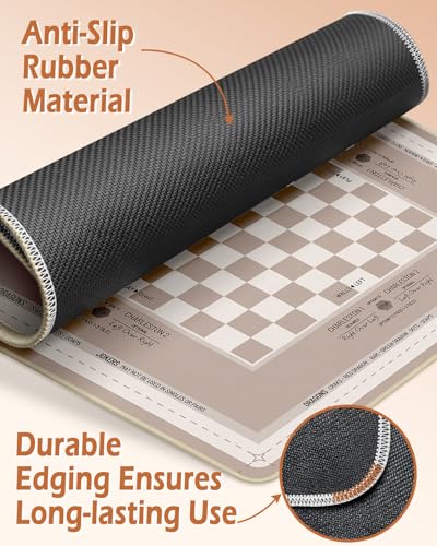 Mahjong Mat Table with Rules Mah Jong Mat Neoprene Travel Chinoiserie Floral Majong Learning Mat Instructions Mahjong Gifts Women Unique Non-Slip Rubber Pad, 31.5" x 31.5", Khaki Plaid - color: Khaki Plaid, size: 31.5" x 31.5"