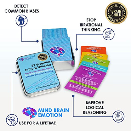 52 Essential Critical Thinking: Smart Flash Cards to Uncover Implicit Biases, Detect Cognitive Biases in Social Media, AI, Writing, Speech, Debate, for Teens & Adults - by Harvard Educator - style: Critical Thinking