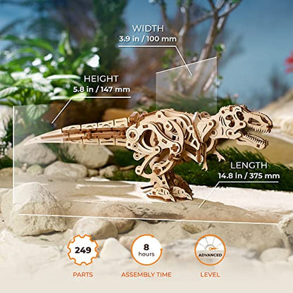 UGEARS Tyrannosaurus Rex 3D Wooden Puzzles for Adults - Wooden Model Kits for Adults D Rex Dinosaur Puzzle Kit Mechanical Models Automaton Kit Brain Teaser, Hobby Set Home Decoration - style: Tyrannosaurus Rex