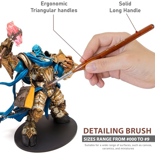 DUGATO Miniature & Dry Brush Set, Brown Model Brush for Warhammer, 15-Piece | Fine Detail Premium Nylon Bristle & Goat Hair Brushes for 40k, DnD, Citadel & Figurine, Feathering for Acrylic Oil Gouache - color: 15pcs Dry & Miniture Brush - Dark Brown