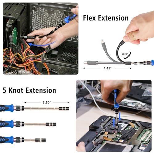 122 in 1 Precision Screwdriver Set With CR-V Steel Bits(Blue) | Magnetic Repair Tool Kit with Case for Repair Computer, Phone, PC, Cellphone, Laptop, Game Console, Watch, Glasses etc - color: Blue