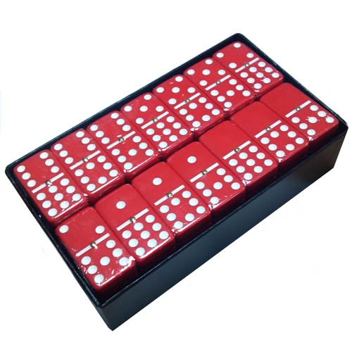 Marion & Co, Double 9 Domino Set (55 Tiles) Jumbo Tournament Professional Size with Spinners in Arcadian Paper Storage Box (Red Arcadian) - color: Red Arcadian
