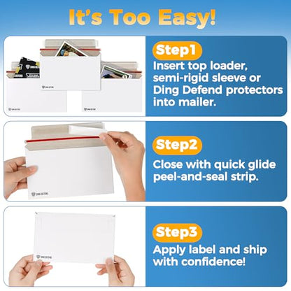 110-Pack Card Shipping Envelopes - 7 x 4.35 Inches Trading Cards Self-Adhesive Mailers, Perfect Fit for Semi-Rigid Sleeves, Toploaders & Ding Defend Protectors - Hobby Mailing Supplies - color: White - 110 Pack