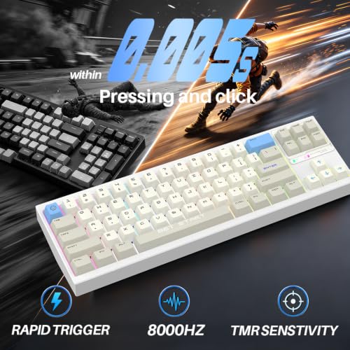 70% Springless TMR Gaming Keyboard,Custom CNC 0.005mm RT Updatable | 8K Polling Rate, 0.0125ms Latency, 0.005mm Precision, 0.001-3.5mm Actuation Travel, RGB Lighting, Gasket-Mount, PC+Mac Ready