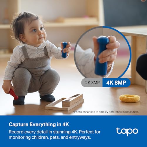 Tapo 4K Indoor Pan/Tilt Wired Security Camera - Works as a Baby Monitor, Person/Pet Detection, Facial Recognition, 360° AI Motion Tracking, Subscription-Free Local Storage or Optional Cloud, C260 - style: 4K 8MP