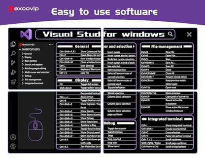 excovip Commands Shortcuts Mouse Pad for Visual Studio-80x30x0.2 cm Extended Large Cheat Sheet Mousepad PC Office Spreadsheet Keyboard Mouse Mat Non-Slip Stitched Edge 0472 - color: for Visual Studio