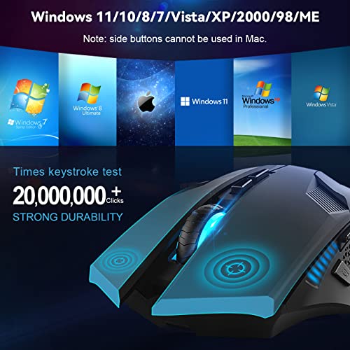 TECKNET Wireless Mouse-USB Ergonomic Optical Cordless Mouse with 8 Buttons,12-Month Battery Life,4800 DPI Optical Tracking,High-Precision 5 Adjustable DPI for PC/Mac/Laptop
