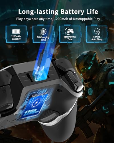 hosowe Mobile Gaming Controller for iPhone/iOS/Android/Switch/Laptop, Wired Control for PC/Steam, Wireless Phone Controller Gamepad with Programmable/Vibration/6-Axis Gyro/Turbo/RGB Lights