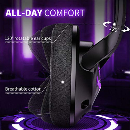 EKSA USB Gaming Headset - 7.1 Surround Sound Headphones with Breathable Earmuffs - Noise Cancelling Mic - Gaming Headphones for PC, PS4, Xbox One S/X, Android