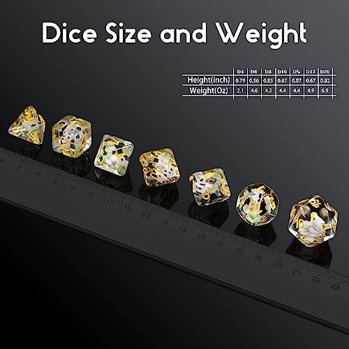 White Cat Gaming Dice Set D&D, DNDND 7PCS Resin DND Dice with Velvet Bag for Dungeons and Dragons Role Playing Games and Tabletop Games（White Cat - color: Cat-white