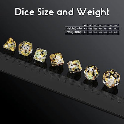 White Cat Gaming Dice Set D&D, DNDND 7PCS Resin DND Dice with Velvet Bag for Dungeons and Dragons Role Playing Games and Tabletop Games（White Cat - color: Cat-white