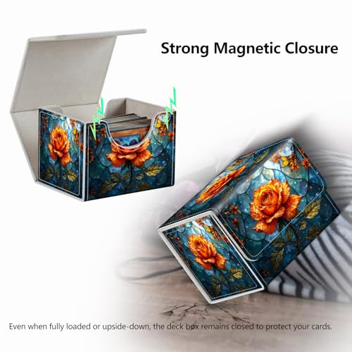 Strong Magnet for TCG MTG Commander Deck Box Playing Card Case Magic Deck Box Creative Pattern Trading Card Storage Box for Collectible Games, Golden Rose - color: Golden Rose