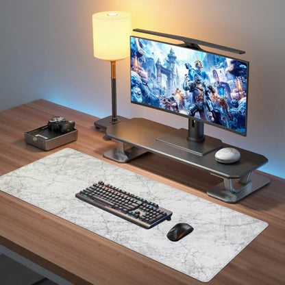 Baziabbo Desk Mat,XXL Extended Large Mouse Pad,Gaming Mousepad with Stitched Edge,Non-Slip Rubber Base Keyboard Desk Pad for Home Office Study Game (White Marble) - color: White Marble
