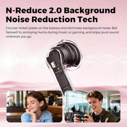 SoundPEATS Air6 HS Wireless Earbuds, Bluetooth 6.0, LDAC Hi-Res Audio for HiFi Sound, 13mm Dynamic Driver, Total 45H, Quick Charging, IPX5 Resistant, Comfortable Fit, ENC Noise Canceling, App, Pink - color: Pink