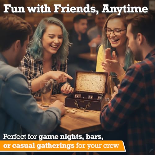 STERLING Games 12 Number Shut The Box Wooden Box Travel Case Nautical Theme Family Dice Game for Kids and Adults