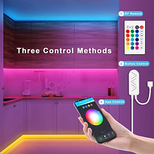 Tatazone RGBWW Bluetooth LED Strip Lights, 16.4FT Tunable White 3000K to 6500K+RGB Led Light Strips, Music Sync Color Changing Indoor LED Rope Lights with App and Remote for Cabinet, Bedroom, TV - style: Bluetooth-16.4ft-Not Support Alexa and Google