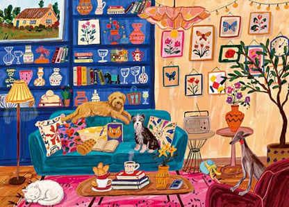 Jigsaw Puzzles for Adults 1000 Piece Puzzle for Adults 1000 Pieces Puzzle 1000 Pieces-Colorful Bohemian Pet Living Room