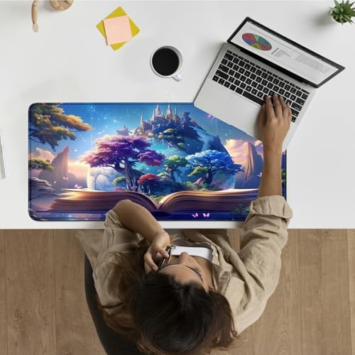 MTG 플레이매트 61 x 35.6cm(24 x 14인치), 매직 존 커맨더 덱 게이밍 데스크 매트 카드 게임 플레이 패드 MTG TCG 트레이딩 카드 잉크 게임용 카드 플레이매트 - Forest of Books