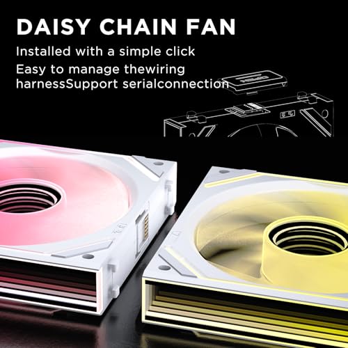 Interstellar V2 120mm Case Fan Infinity Mirror Module Daisy-Chain ARGB Fan Triple Pack with Controller Suitable for Computer Case & 360mm AIO Cooler(White-3pack) - color: V2 White Forward-3Pack